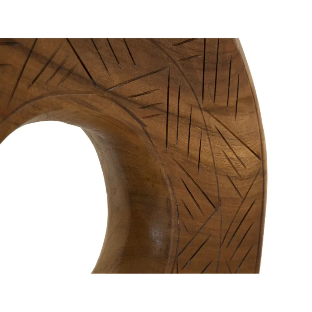 Sculpture ronde en teck ornée de motifs irréguliers incrustés Mauro Ferretti