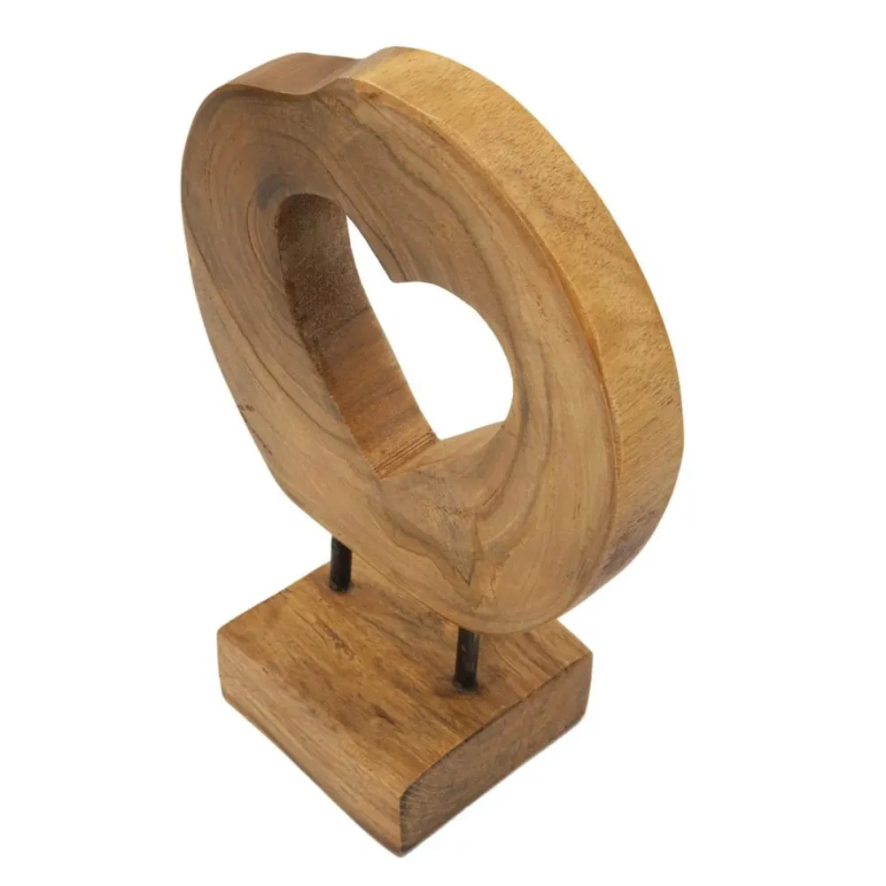 Sculpture en teck faite à la main représentant un cœur qui s'ouvre – Symbole rustique de l'amour Mauro Ferretti