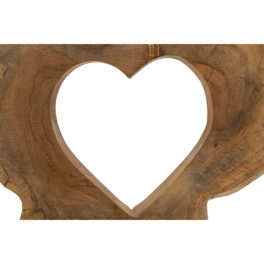 Sculpture en teck recyclé avec ouverture en forme de cœur – Art naturel artisanal Mauro Ferretti