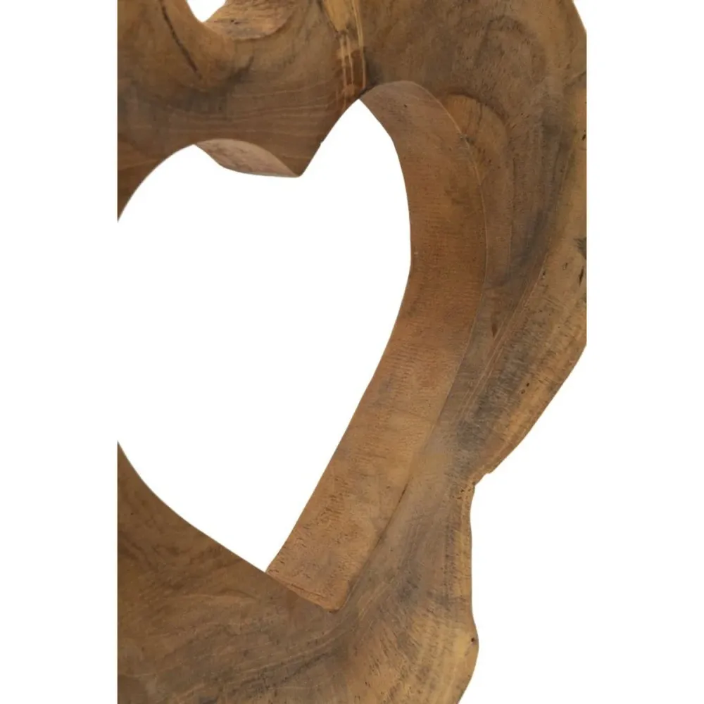 Sculpture en teck recyclé avec ouverture en forme de cœur – Art naturel artisanal Mauro Ferretti