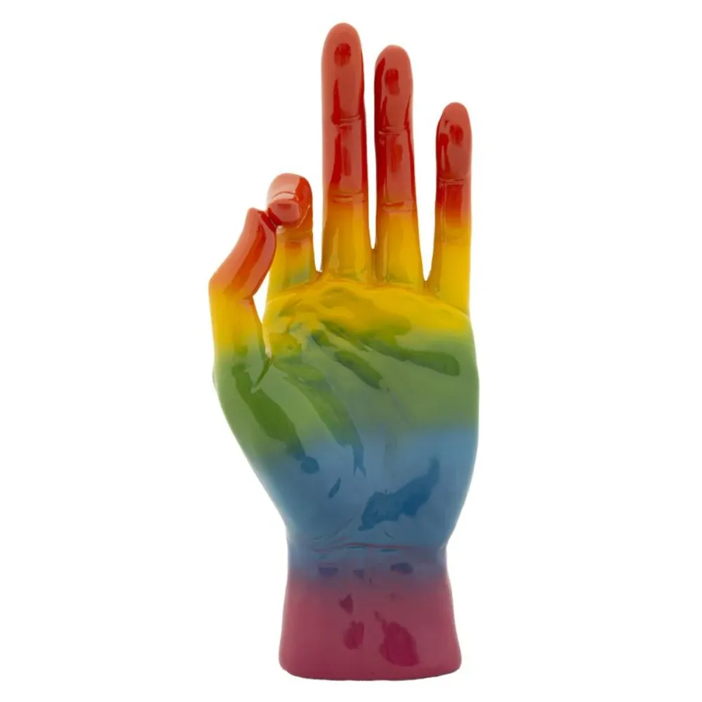 Statuette de la main OK arc-en-ciel – Symbole coloré de positivité Mauro Ferretti