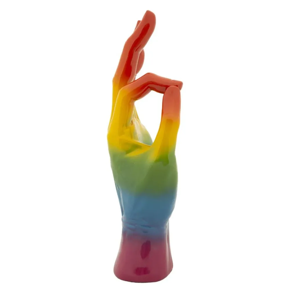 Statuette de la main OK arc-en-ciel – Symbole coloré de positivité Mauro Ferretti