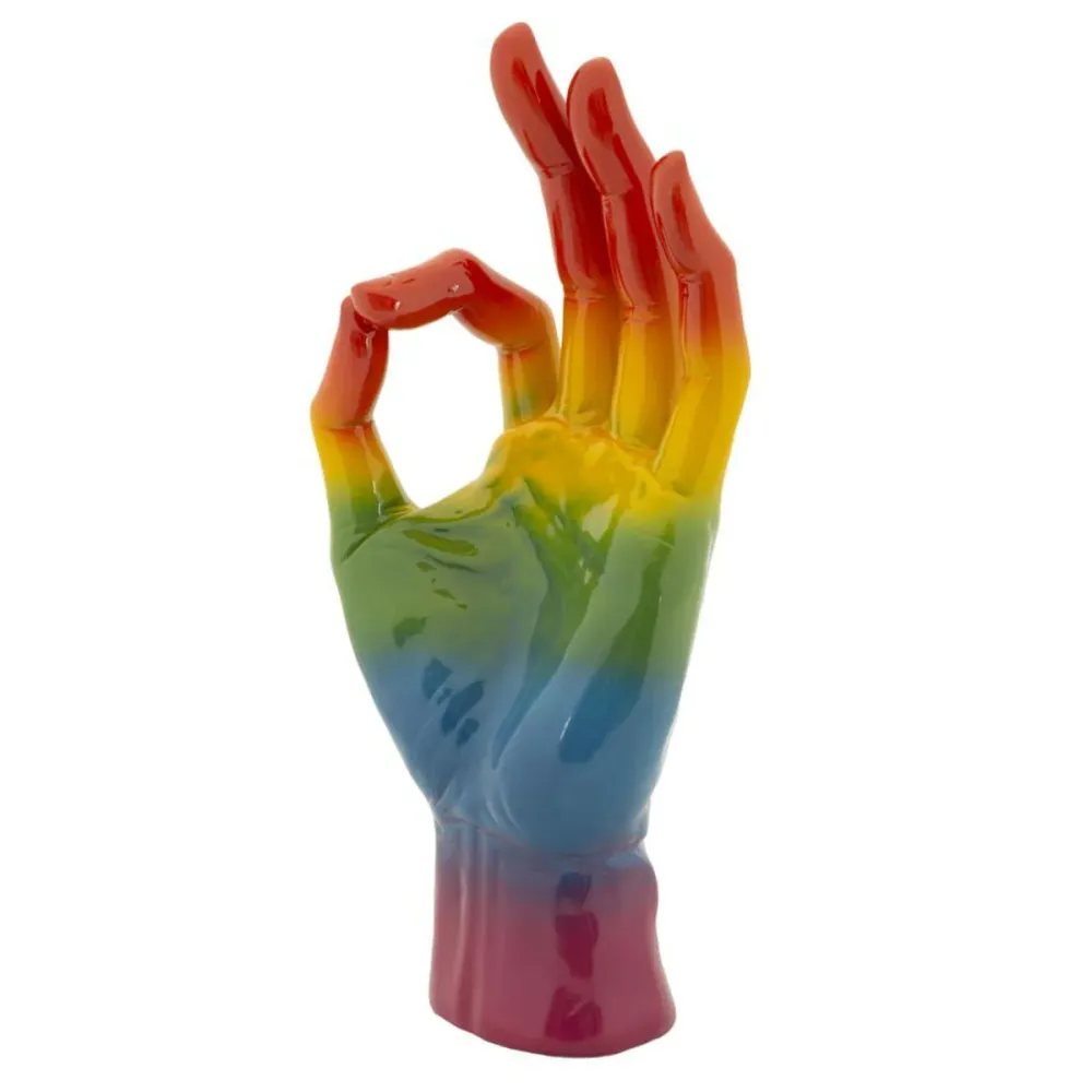 Statuette de la main OK arc-en-ciel – Symbole coloré de positivité Mauro Ferretti