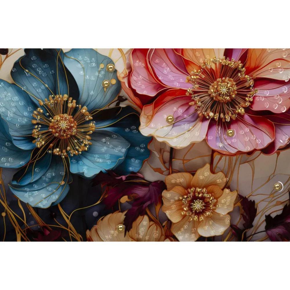 Tableau sur toile encadré – Fleurs multicolores éclatantes en relief Mauro Ferretti