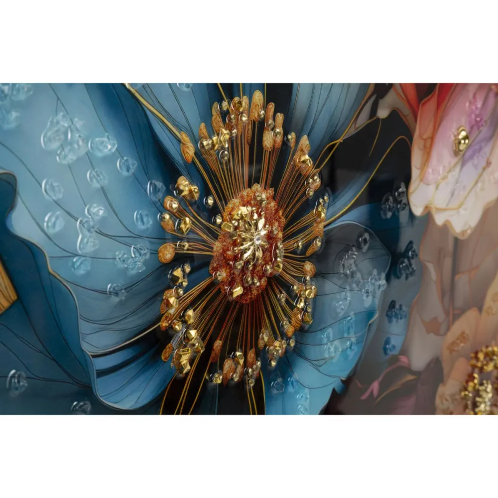 Tableau sur toile encadré – Fleurs multicolores éclatantes en relief Mauro Ferretti