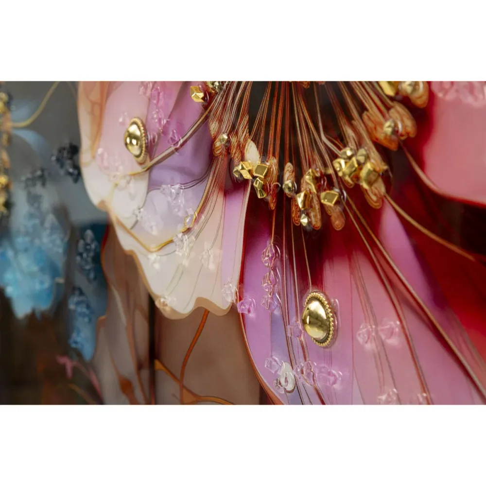 Tableau sur toile encadré – Fleurs multicolores éclatantes en relief Mauro Ferretti