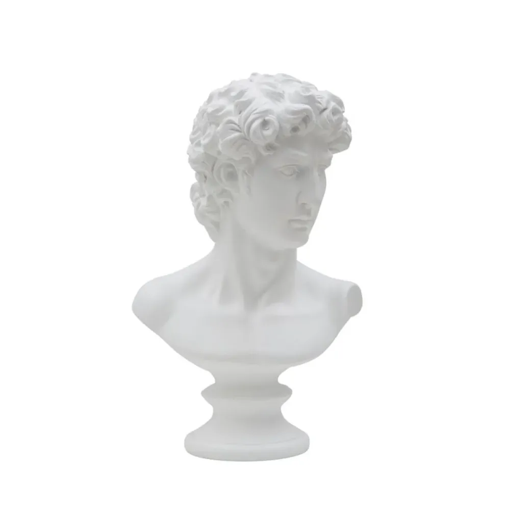 Tête masculine en polyrésine blanche – Élément décoratif d'art classique Mauro Ferretti