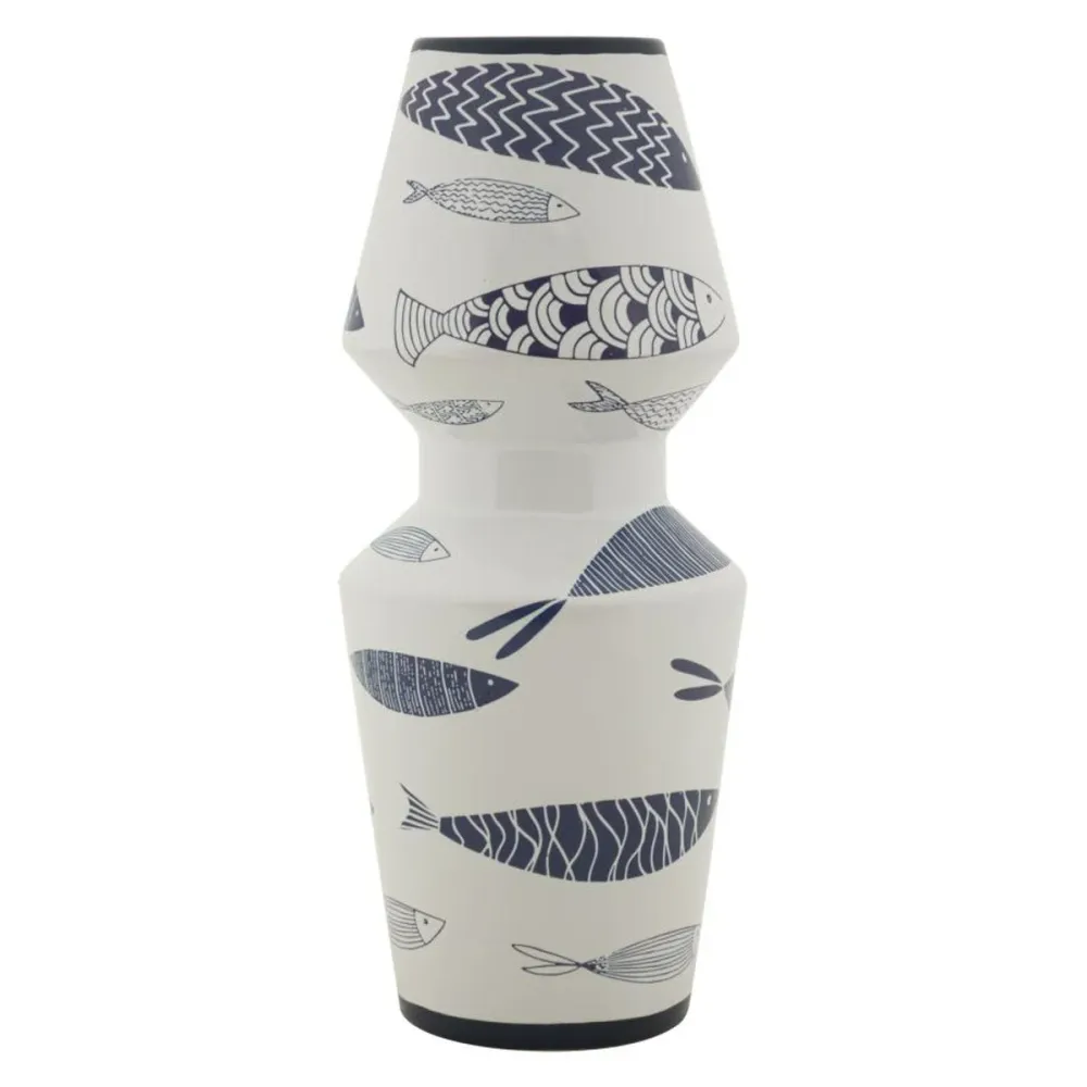 Vase en céramique à décor marin – Style artistique Poisson bleu Mauro Ferretti