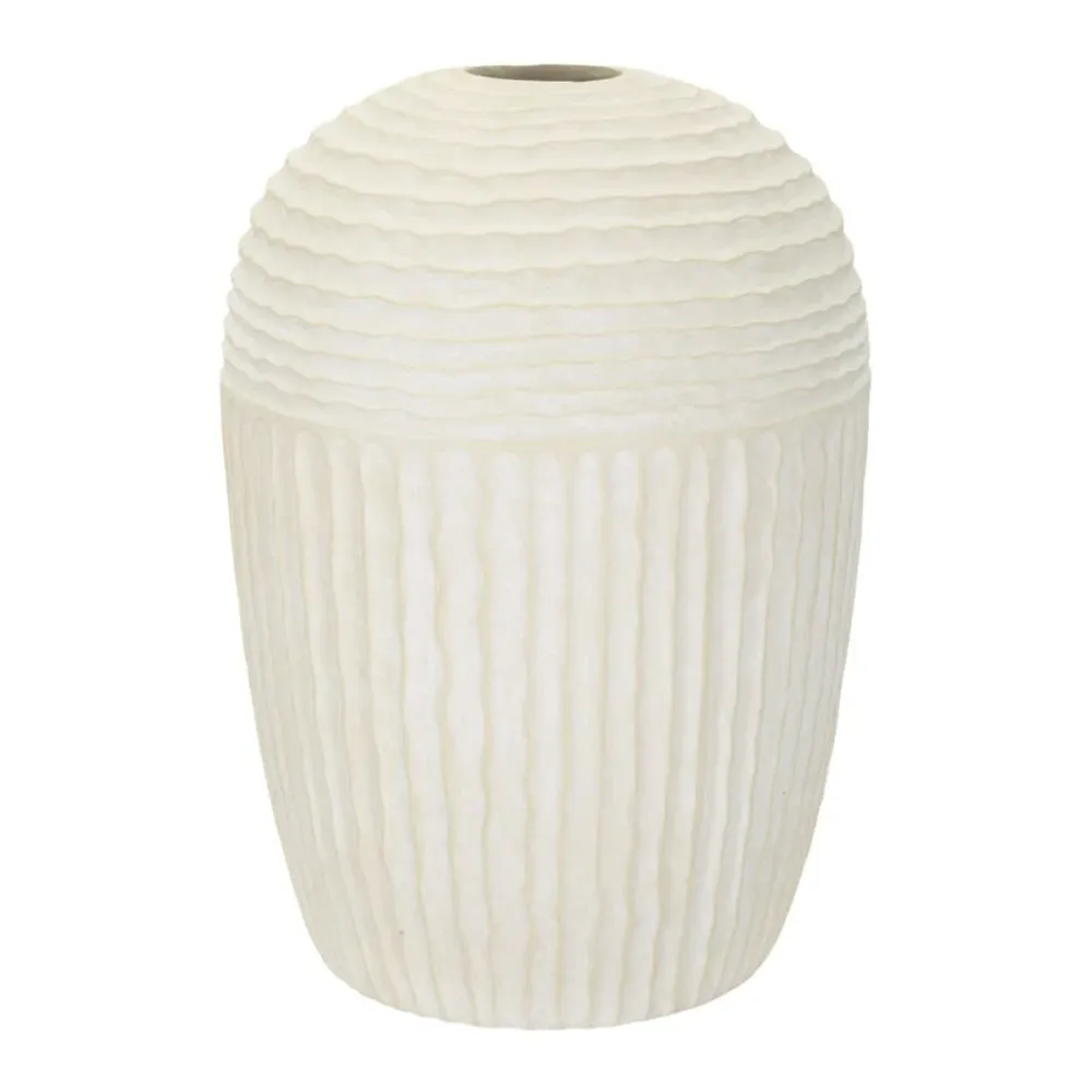 Vase haut côtelé mat – Décoration inspirée par la nature hivernale Mauro Ferretti