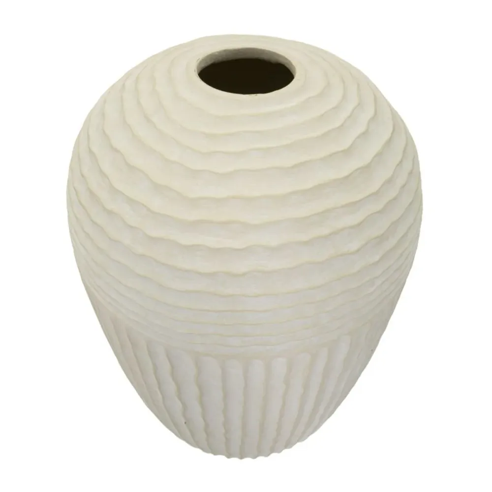Vase haut côtelé mat – Décoration inspirée par la nature hivernale Mauro Ferretti