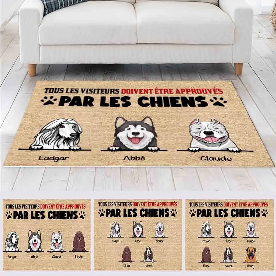 Carpette personnalisé chiens, Tapis personnalisé, Tous les visiteurs doivent être approuvés par les chiens merchOne