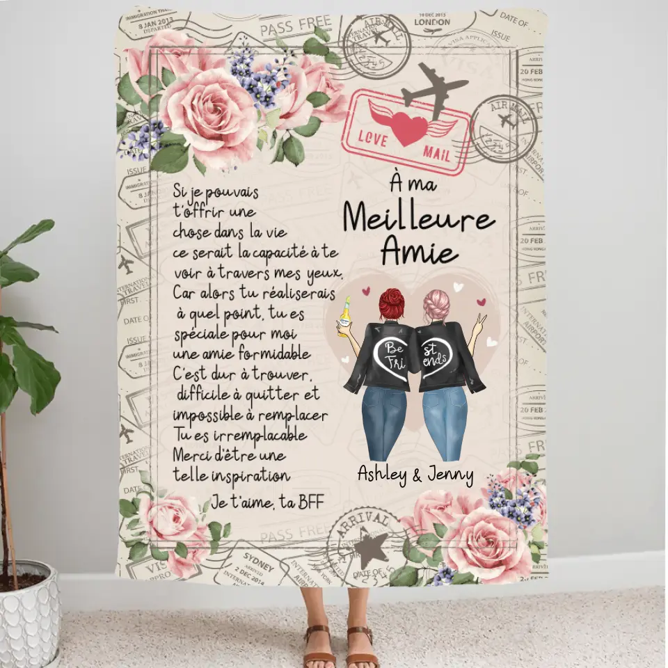 Couverture personnalisée, Plaid en polaire Cadeau Pour ami, sœur, Cadeau d'anniversaire, À ma meilleure amie merchOne