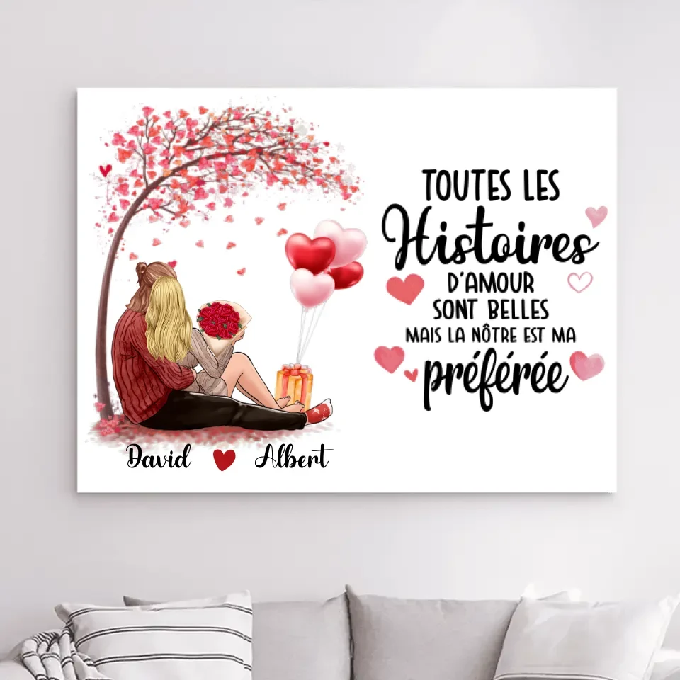 Impression sur Acrylique personnalisée, noël cadeau pour Couple, femme, mari, toutes les histoires d'amour sont belles mer...