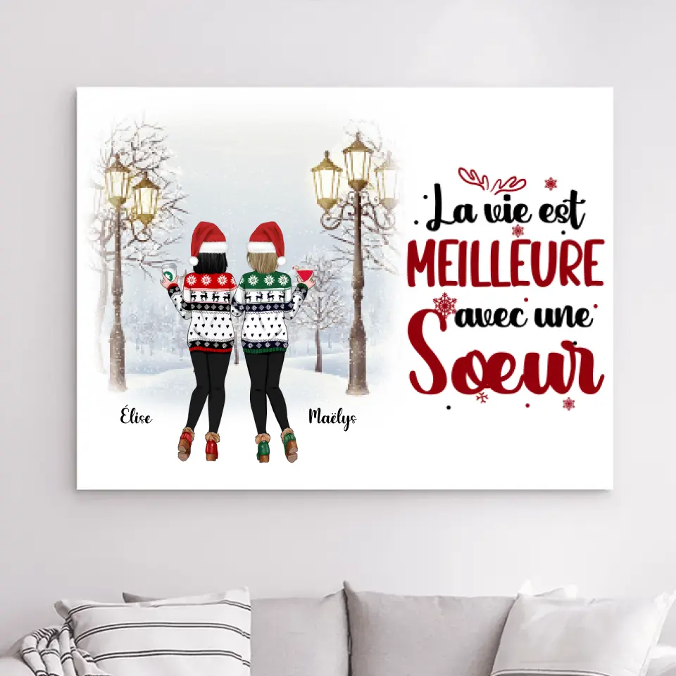 Impression sur Acrylique personnalisée, Noël cadeau pour Sœurs, amies, Jusqu'à 6 filles, La vie est Meilleur Avec merchOne