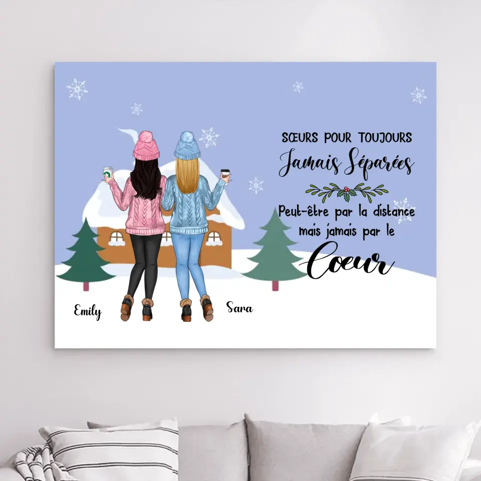 Impression sur Acrylique personnalisée, Noël cadeau pour amies, Jusqu'à 6 filles, Sœurs Pour Toujours Jamais Séparées merc...
