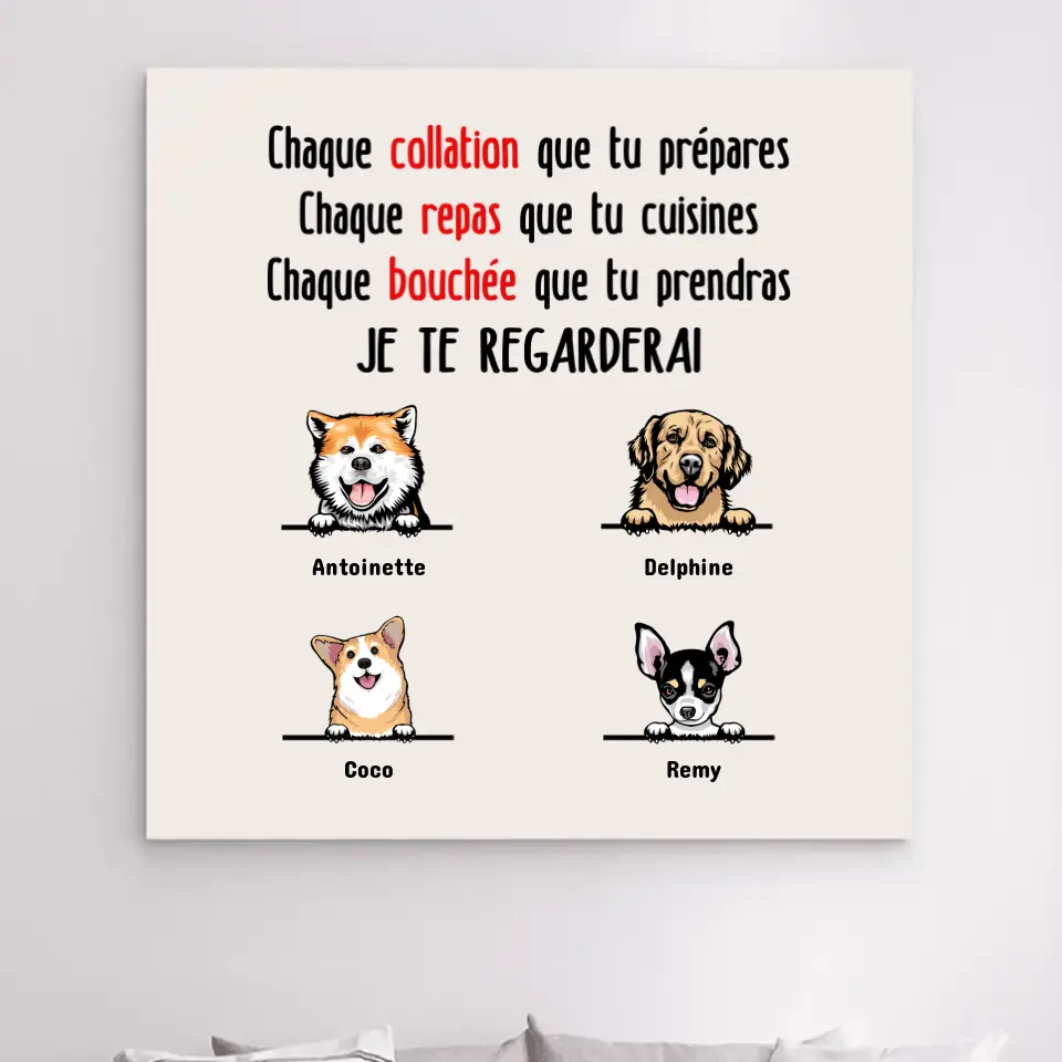 Impressions sur métal personnalisée, cadeau pour Maman Papa Chien, Jusqu'à 6 Chiens, Je te regarderai merchOne