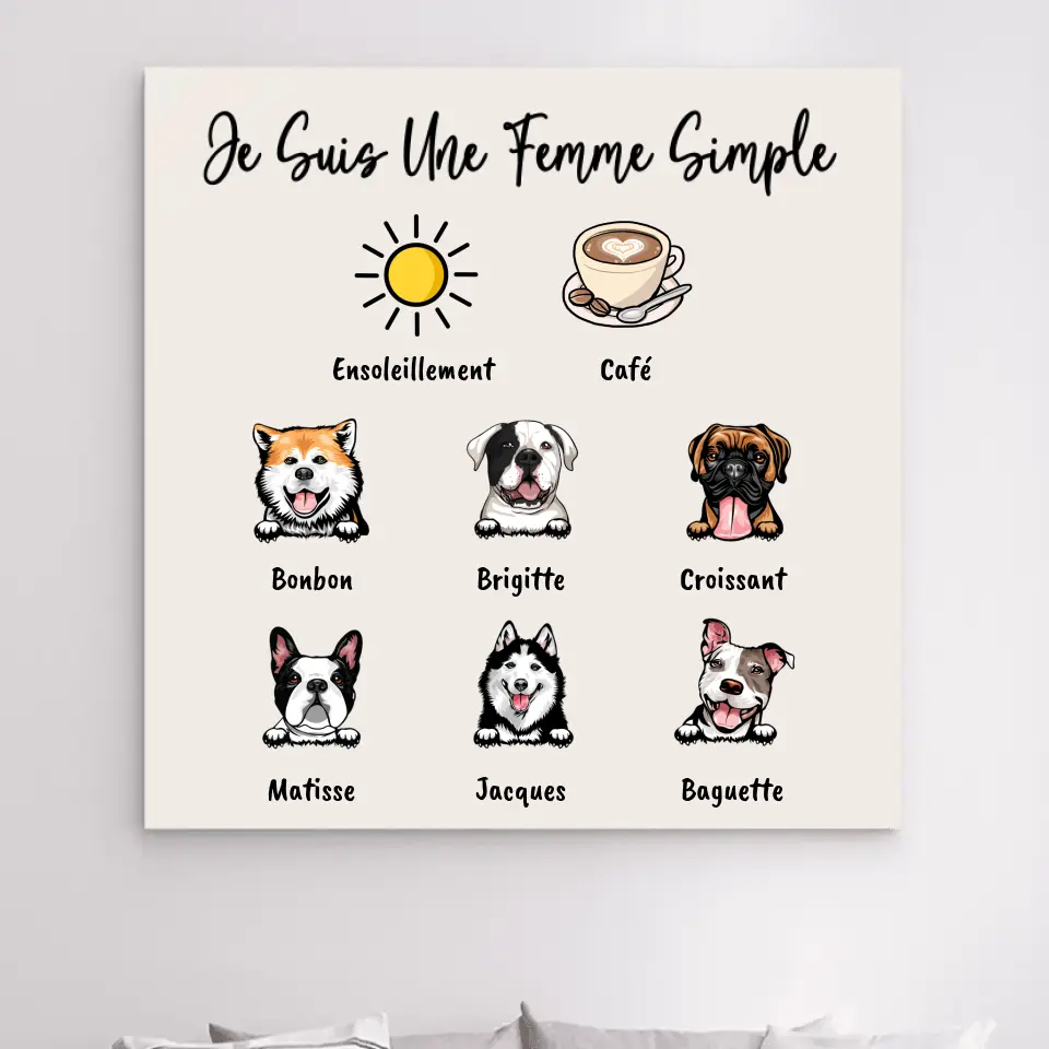 Impressions sur métal personnalisée, cadeau pour Maman chien, fête des mères, Jusqu'à 6 chiens, femme simple merchOne