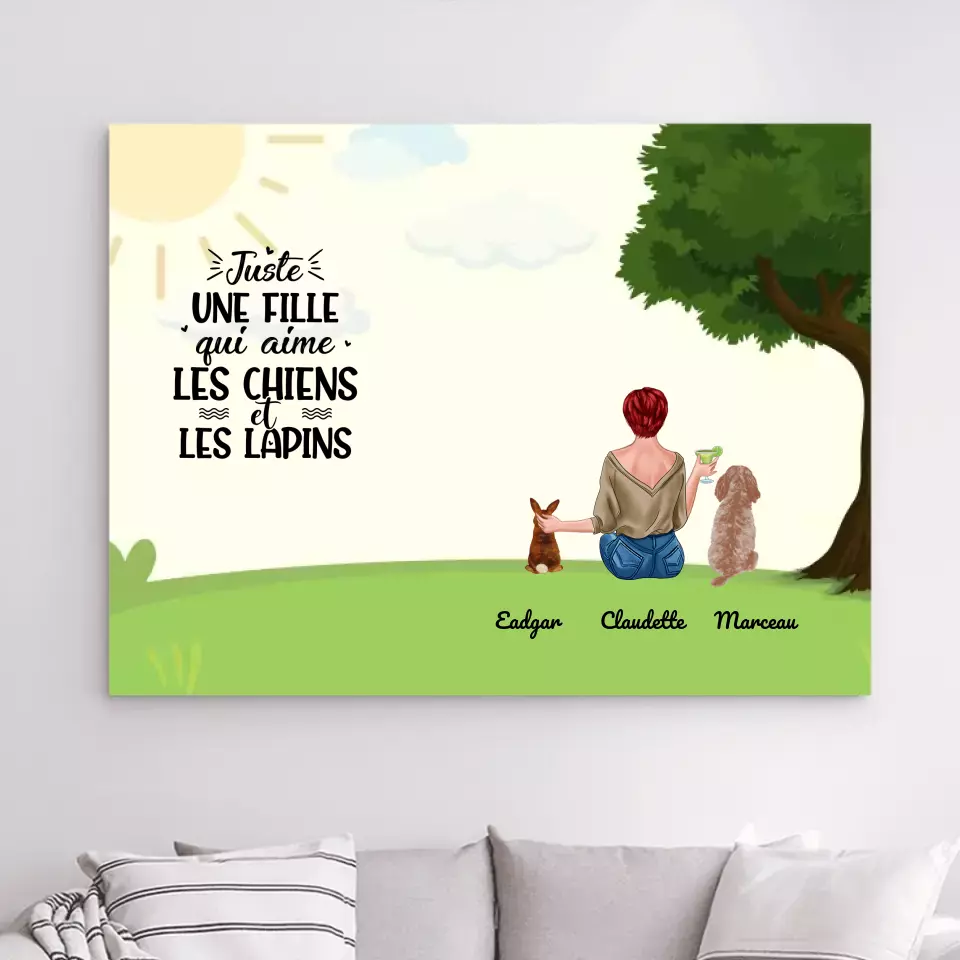 Impressions sur métal personnalisée, cadeau pour Maman lapin, Maman Chien, Femme, Fille Qui Aime Lapins, Chiens 20x15 merc...