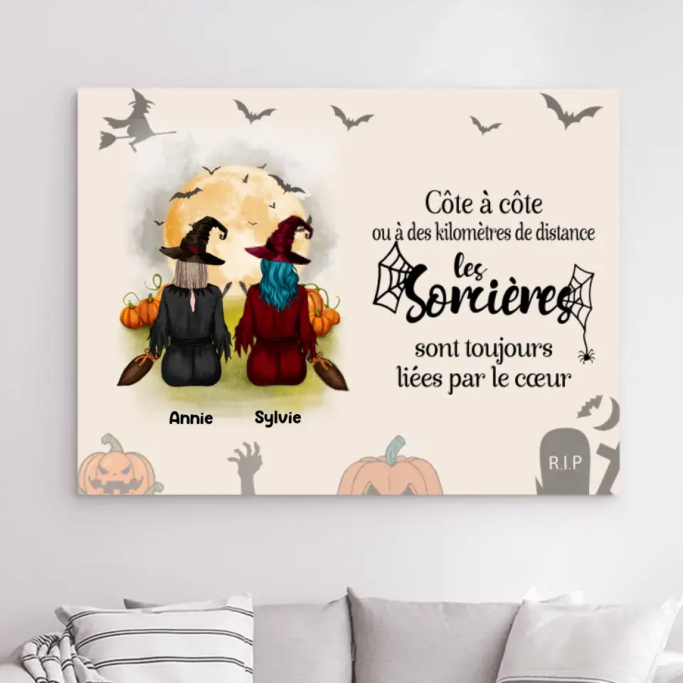 Impressions sur métal personnalisée, Halloween cadeau pour amies, sœurs, jusqu'à 5 filles, Les Sonières Sont 20x15 merchOne