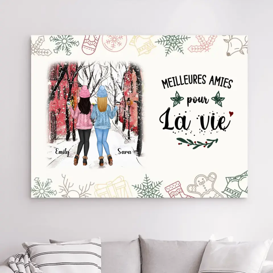 Impressions sur métal personnalisée, Noël cadeau pour Sœurs, Jusqu'à 5 filles, meilleures amies pour la vie 20x15 merchOne