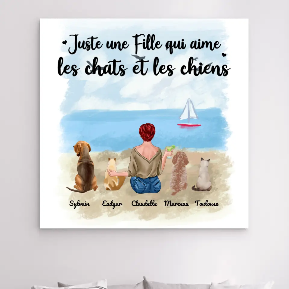 Jusqu'à 6 animaux, Impression sur Acrylique personnalisée, cadeau pour maman Chien, Chat, Femme, Fille aime Chiens Chats m...