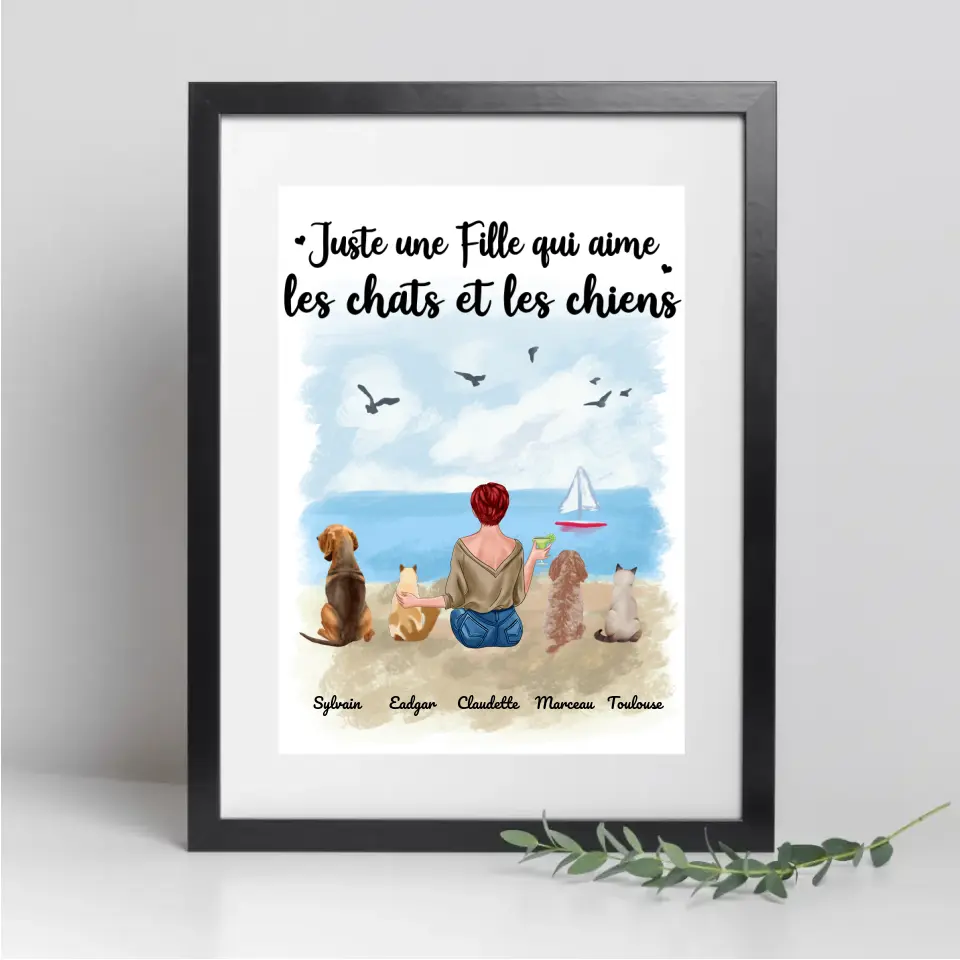 Jusqu'à 6 animaux, Passe partout personnalisée, cadeau pour maman Chien, Chat, Femme, Fille aime Chiens Chats merchOne