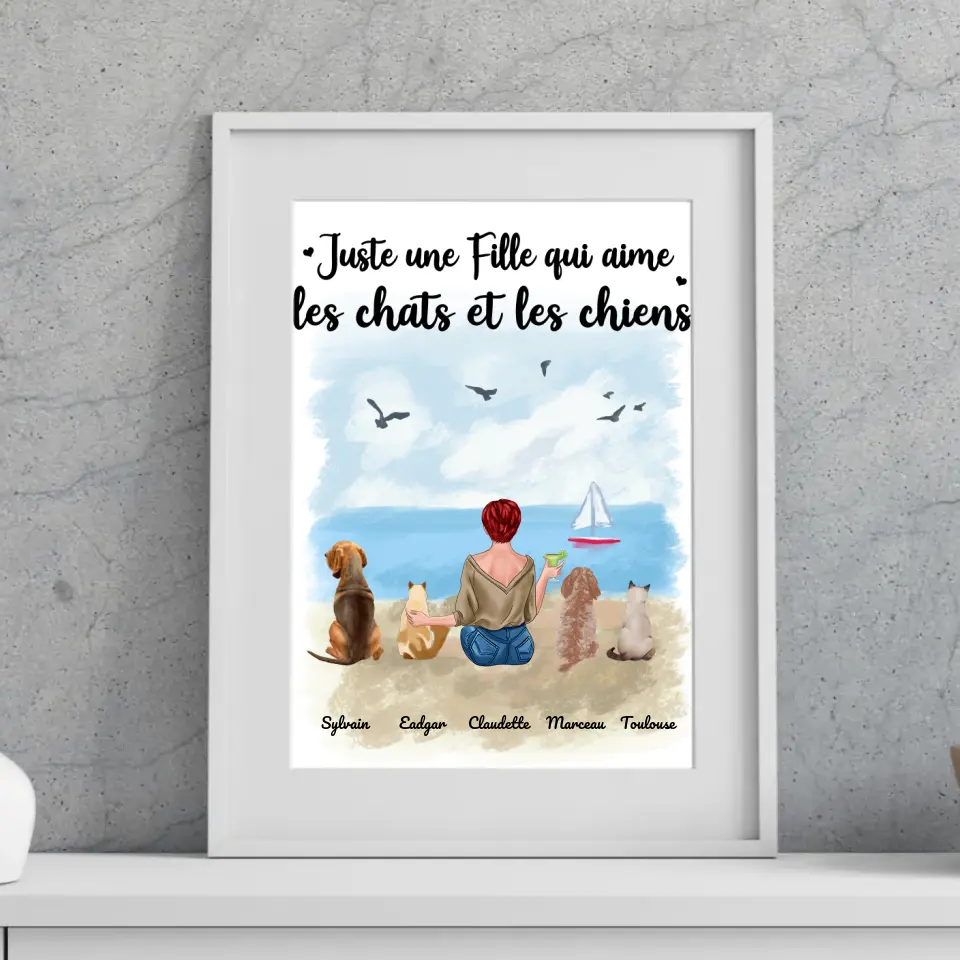 Jusqu'à 6 animaux, Passe partout personnalisée, cadeau pour maman Chien, Chat, Femme, Fille aime Chiens Chats merchOne