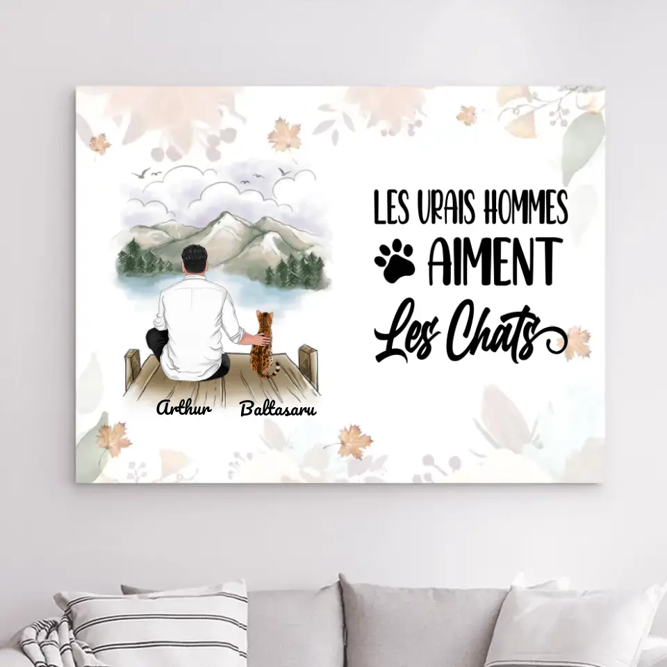 Jusqu'à 3 Chats, Impression sur Acrylique personnalisée, Halloween cadeau pour Papa Chat, Homme aiment Les Chat merchOne