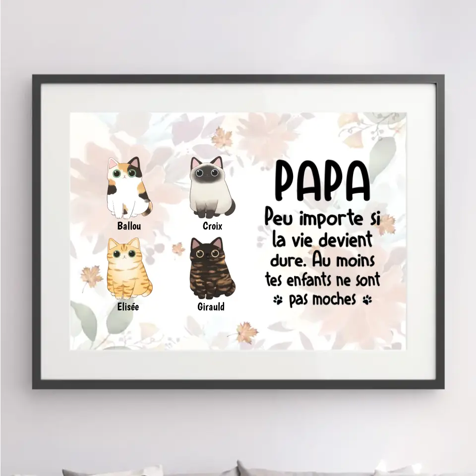 Jusqu'à 9 Chats, Passe partout personnalisée, cadeau pour Papa Chat, Peu importe Si La vie devient dure merchOne