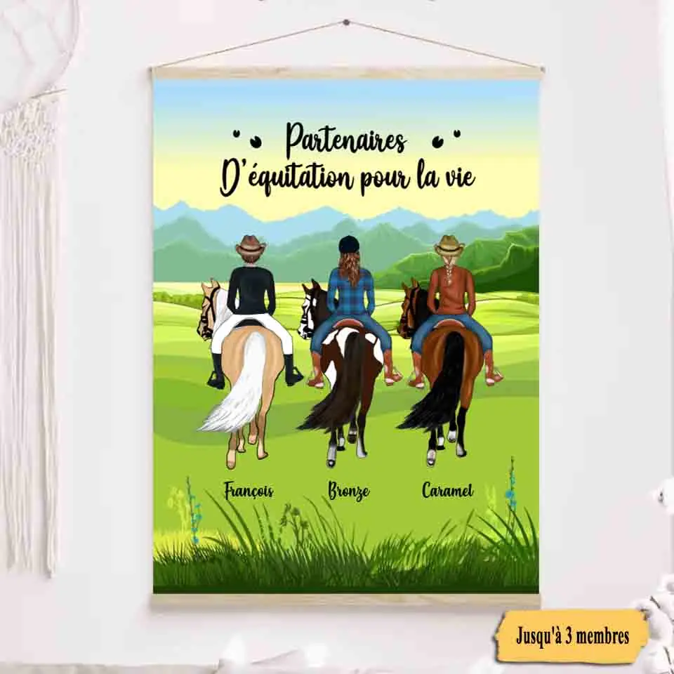 Jusqu'à 3 chevaux, Toile à suspendre personnalisée, Toile Cadeau pour Fille, La vie est meilleure avec les chevaux merchOne
