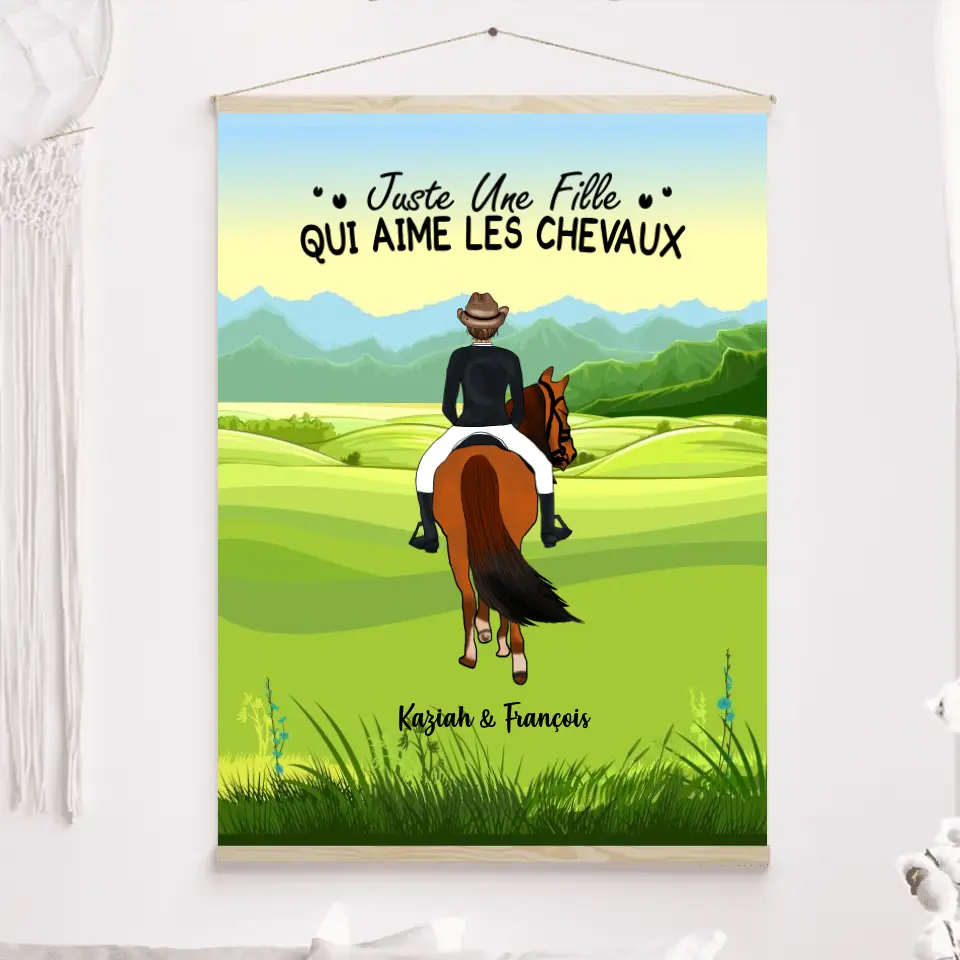 Jusqu'à 3 chevaux, Toile à suspendre personnalisée, Toile Cadeau pour Fille, La vie est meilleure avec les chevaux merchOne