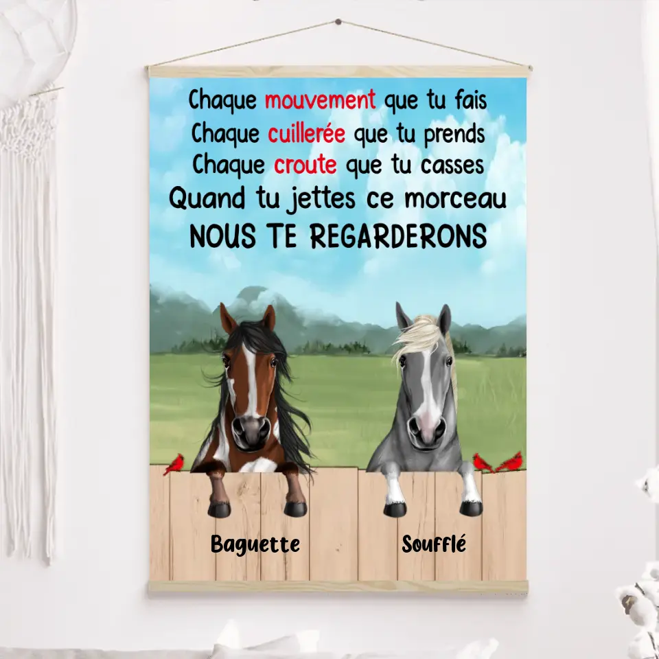 Jusqu'à 3 chevaux, Toile à suspendre personnalisés, Toile Pour amoureux chevaux, chaque mouvement que tu fais merchOne