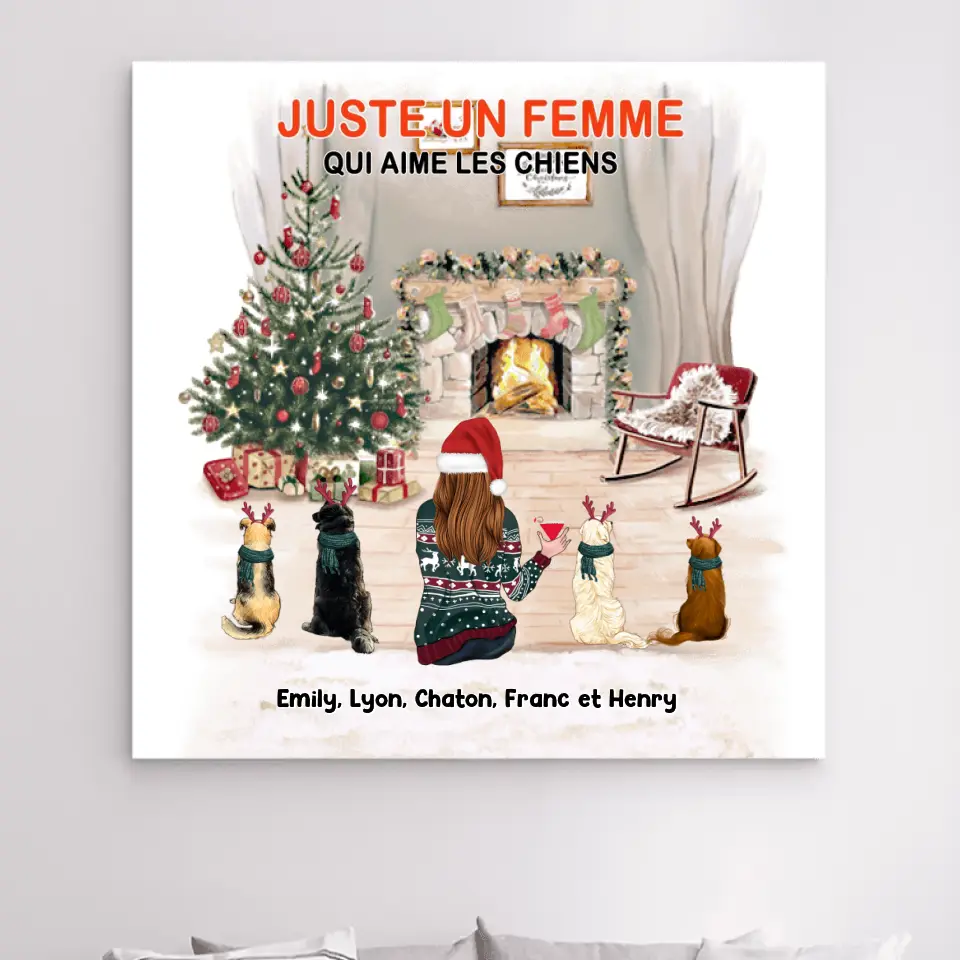 Jusqu'à 5 Chiens, Impression sur Acrylique personnalisée, cadeau pour maman Chien, joyeux Noel, Femme Aime Les Chiens merc...