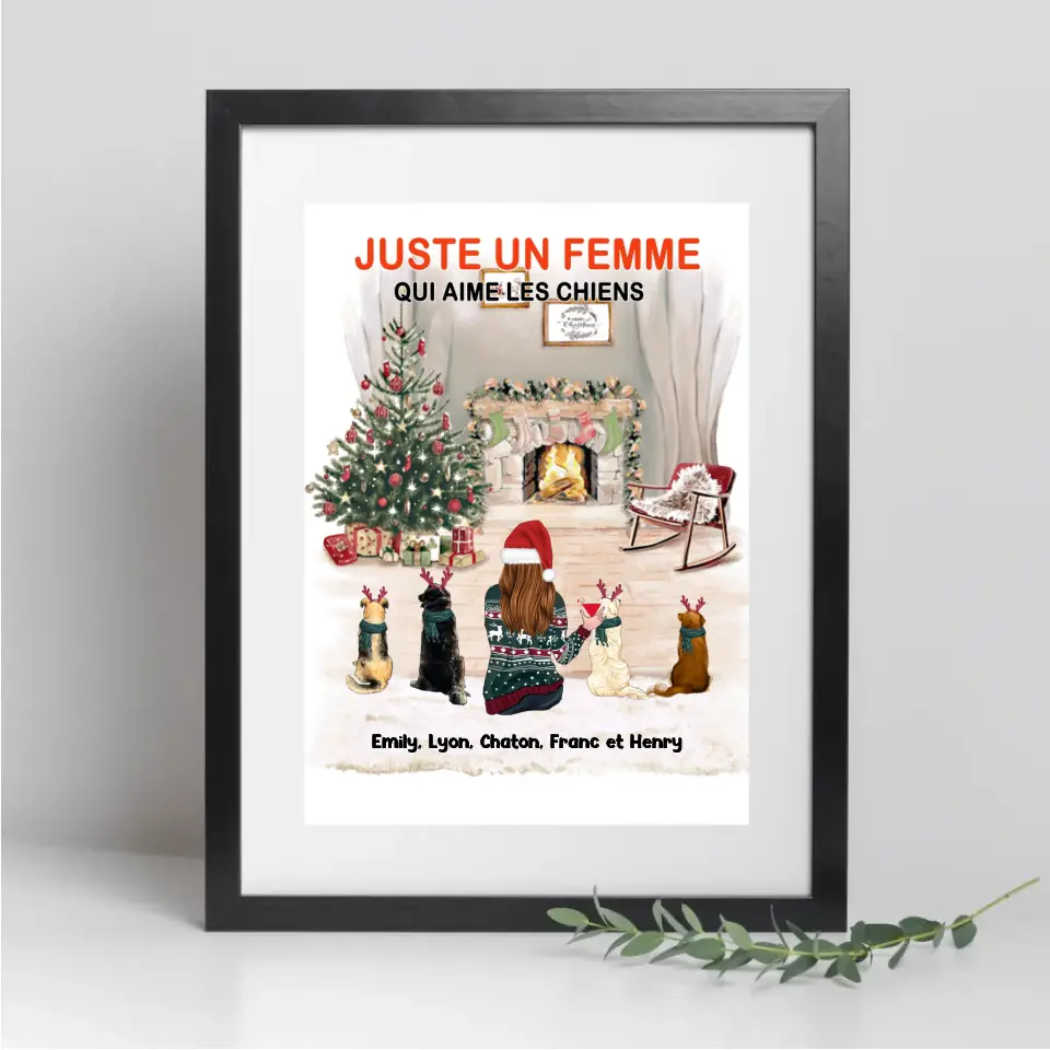 Jusqu'à 5 Chiens, Passe partout personnalisée, cadeau pour maman Chien, joyeux Noel, Femme Aime Les Chiens merchOne