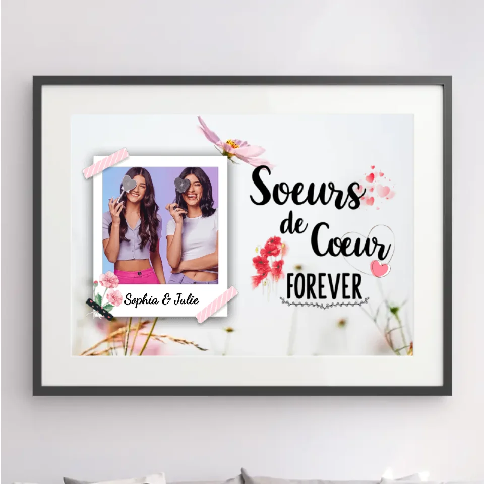 Passe partout personnalisée, cadeau pour amies, sœurs, jusqu'à 4 photos, sœurs de cœur forever merchOne