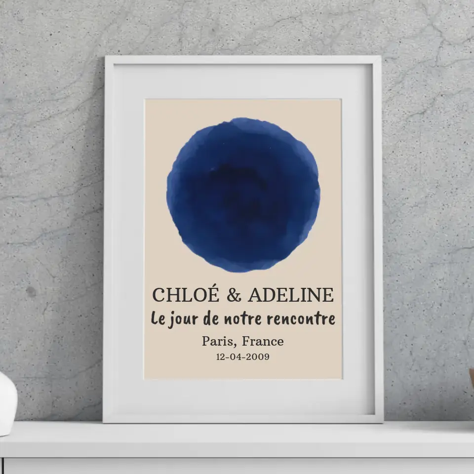 Passe partout personnalisée carte des étoiles, cadre personnalisée, Le jour de notre rencontre merchOne