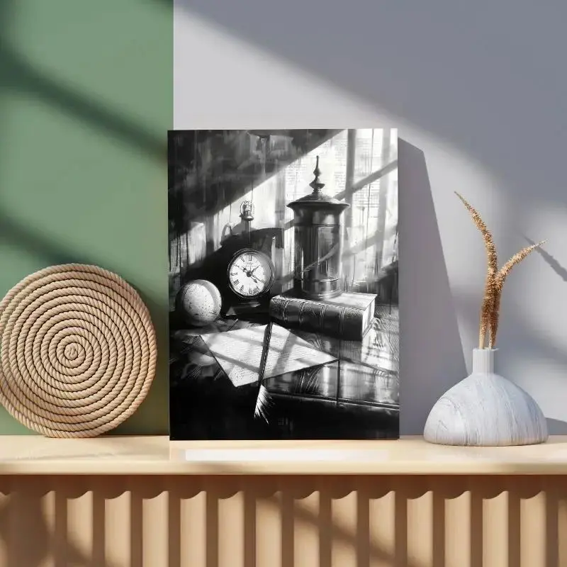Peinture Nature Morte Ancienne Noir et Blanc merchOne
