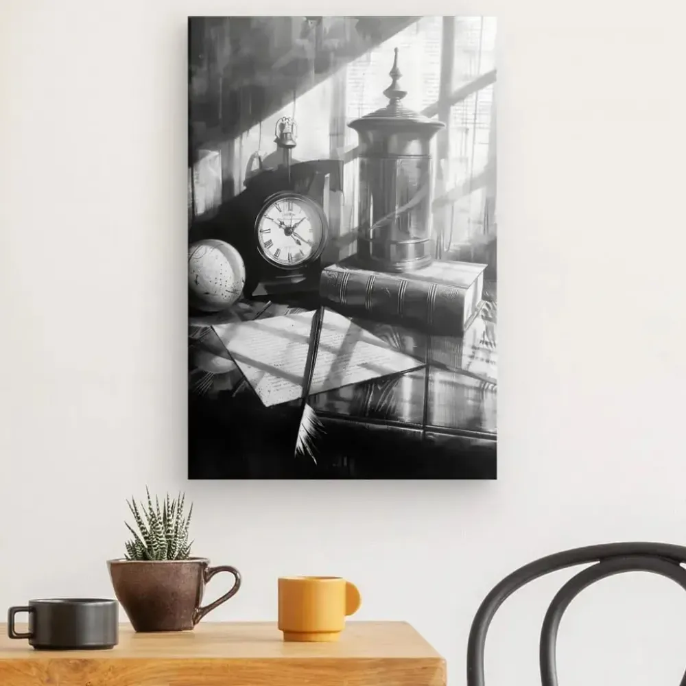 Peinture Nature Morte Ancienne Noir et Blanc merchOne