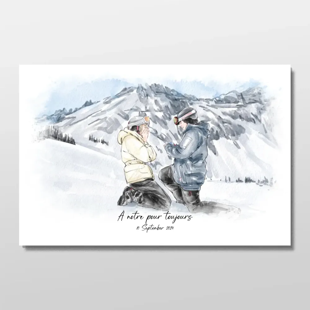 Poster personnalisé – Portrait aquarelle à partir d’une photo 30x20 merchOne