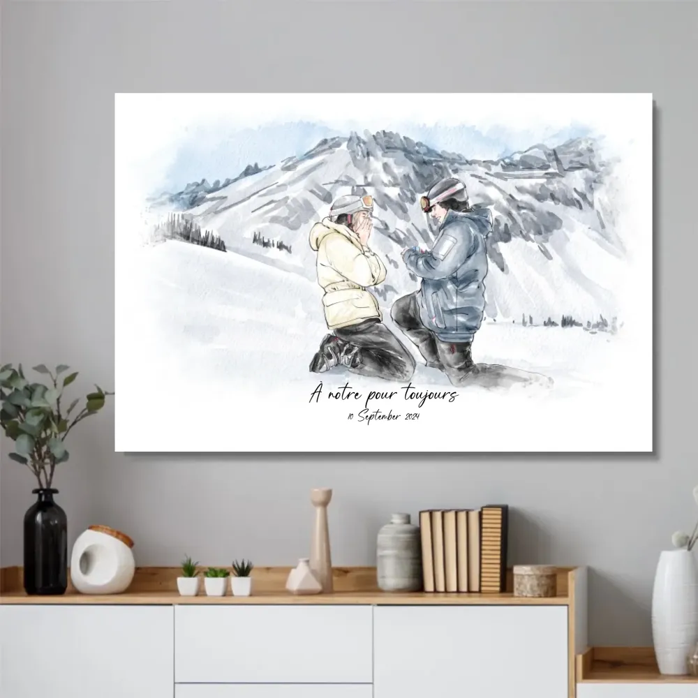 Poster personnalisé – Portrait aquarelle à partir d’une photo 30x20 merchOne