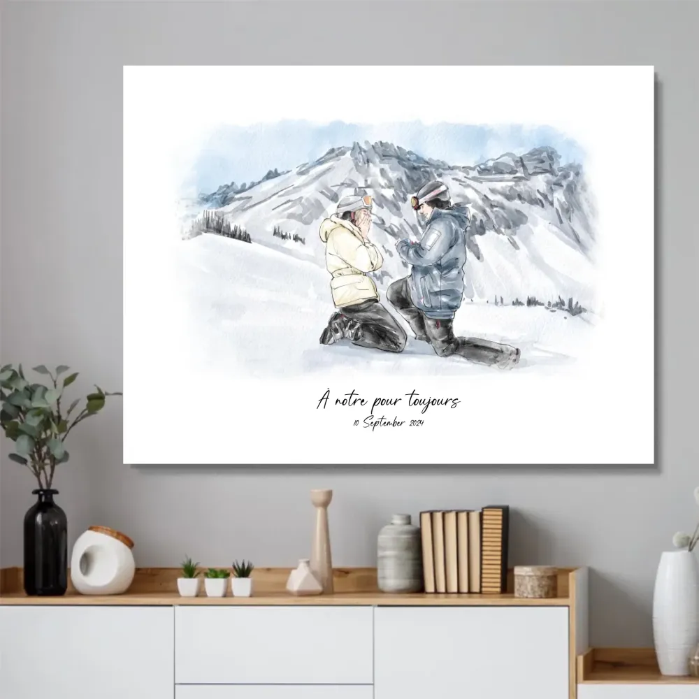Poster personnalisé – Portrait aquarelle à partir d’une photo 30x20 merchOne