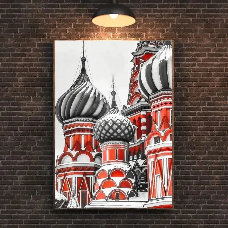 Tableau Basilique Rouge Noir et Blanc merchOne
