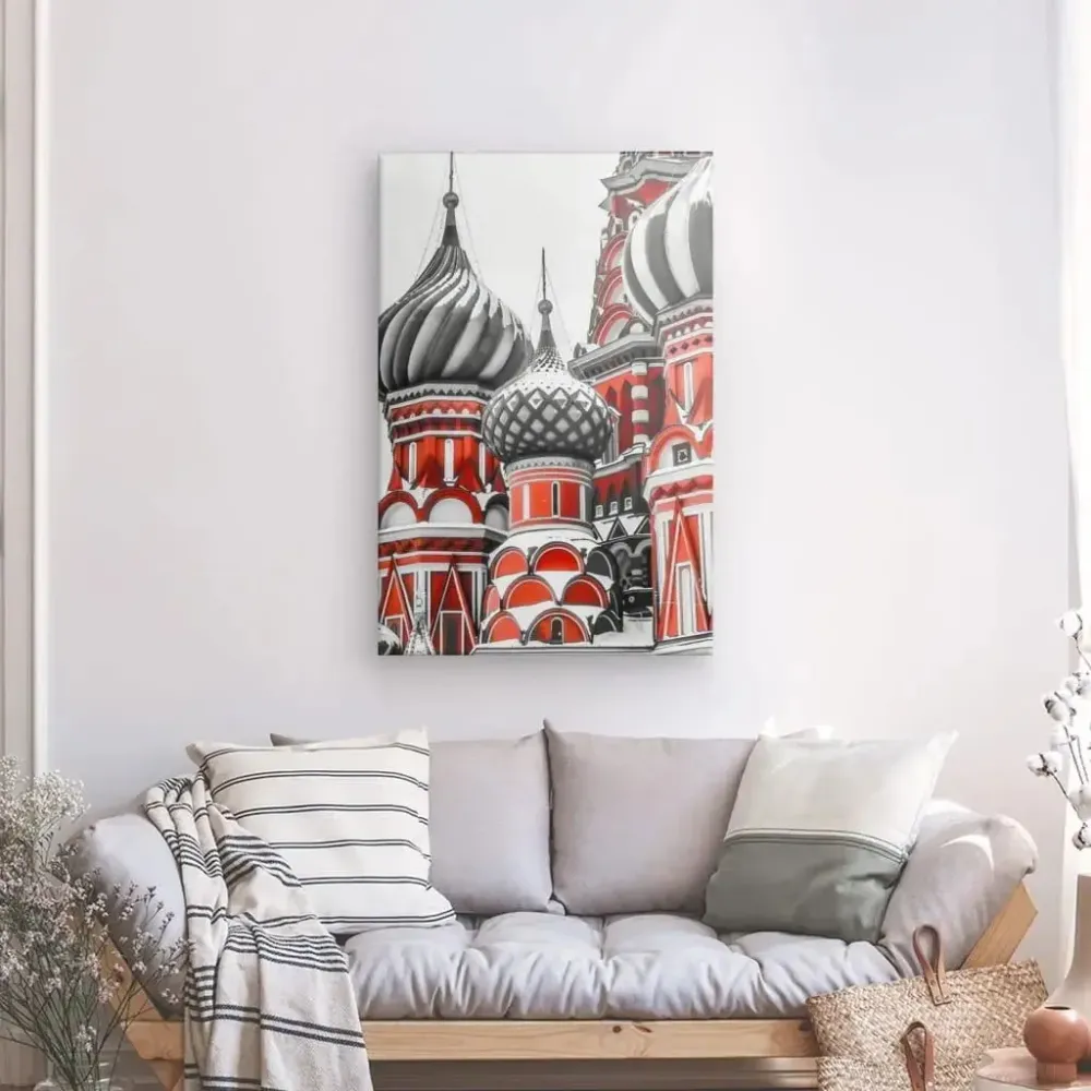 Tableau Basilique Rouge Noir et Blanc merchOne