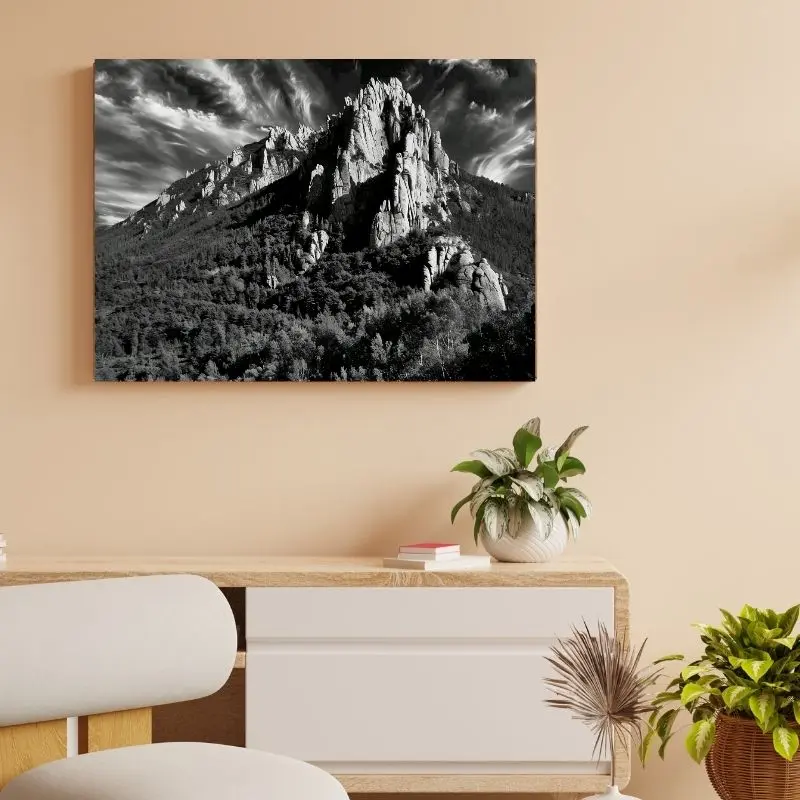 Tableau Falaises Rocheuses Noir et Blanc merchOne