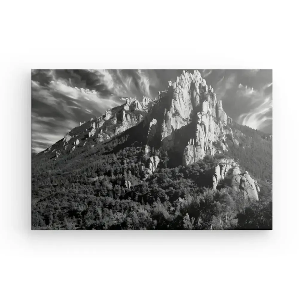 Tableau Falaises Rocheuses Noir et Blanc merchOne
