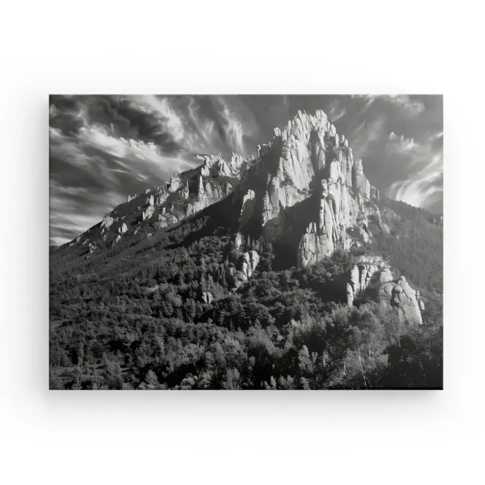 Tableau Falaises Rocheuses Noir et Blanc merchOne