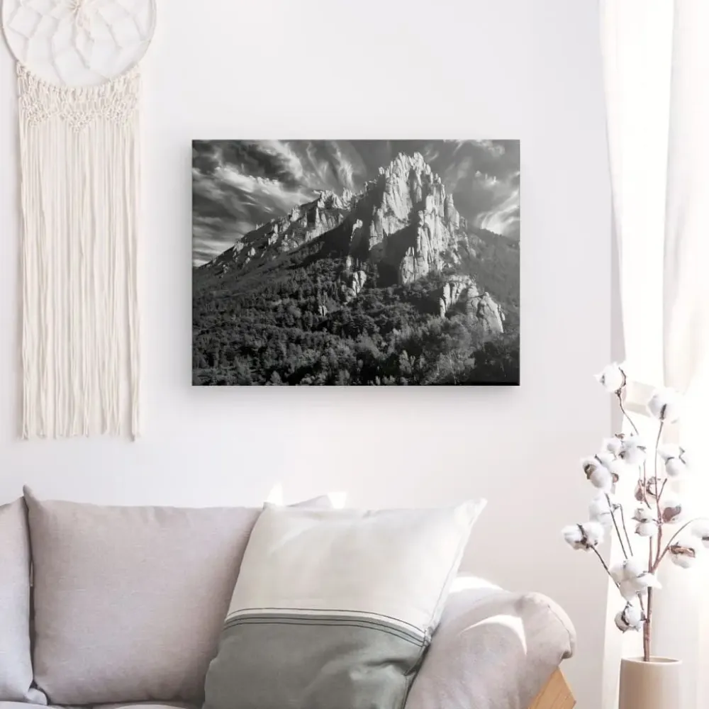 Tableau Falaises Rocheuses Noir et Blanc merchOne
