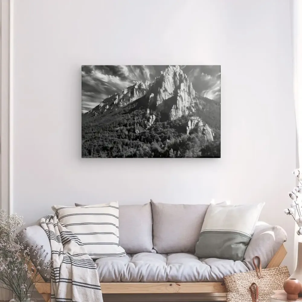 Tableau Falaises Rocheuses Noir et Blanc merchOne