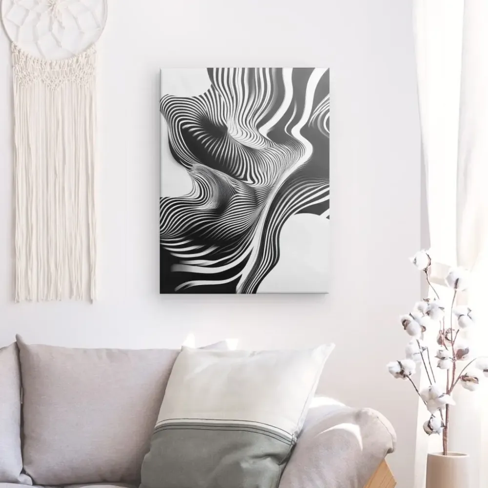 Tableau Lignes Kitch Noir et Blanc merchOne