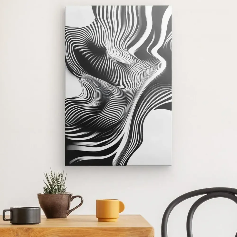 Tableau Lignes Kitch Noir et Blanc merchOne